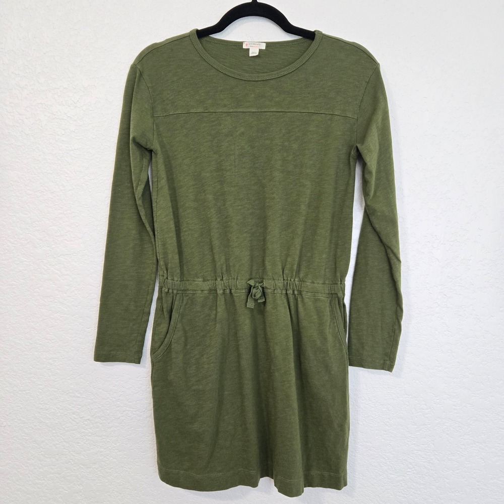 Crewcuts by J. Crew Green Long Sleeve Knit Utility Dress Girls XL 12 14